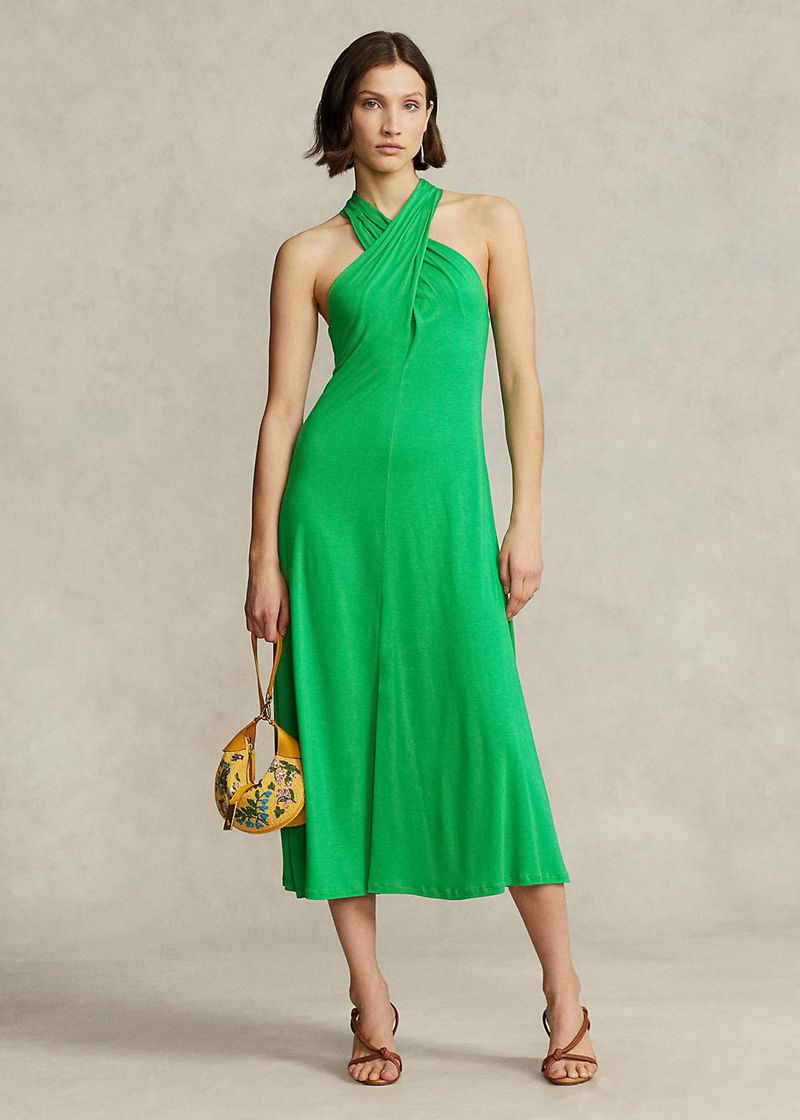 Vestidos Polo Ralph Lauren Mujer Crisscross Halter Jersey Chile Verde MCAJH-1274